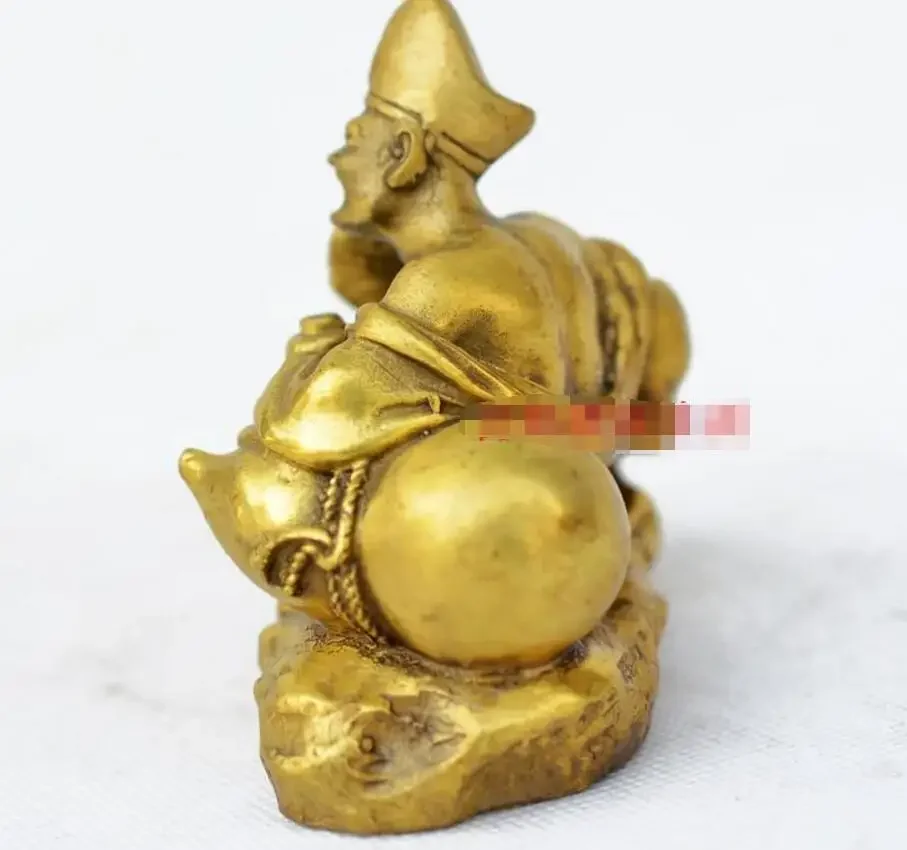 Copper statue  Pure copper Jigong Buddha ornament Ke villain exorcising evil spirits, zhenzhai Fengshui household, Ming and Qing