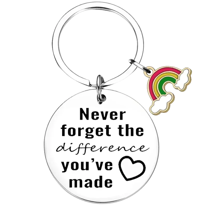 Never Forget The Difference You've Made Keychain Retirement Gifts Key Chain Pendant Coworker Leaving Gifts