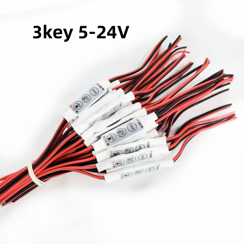 5-24V Mini 3 Keys Single Color LED Controller Brightness Dimmer for led 3528 5050 strip light