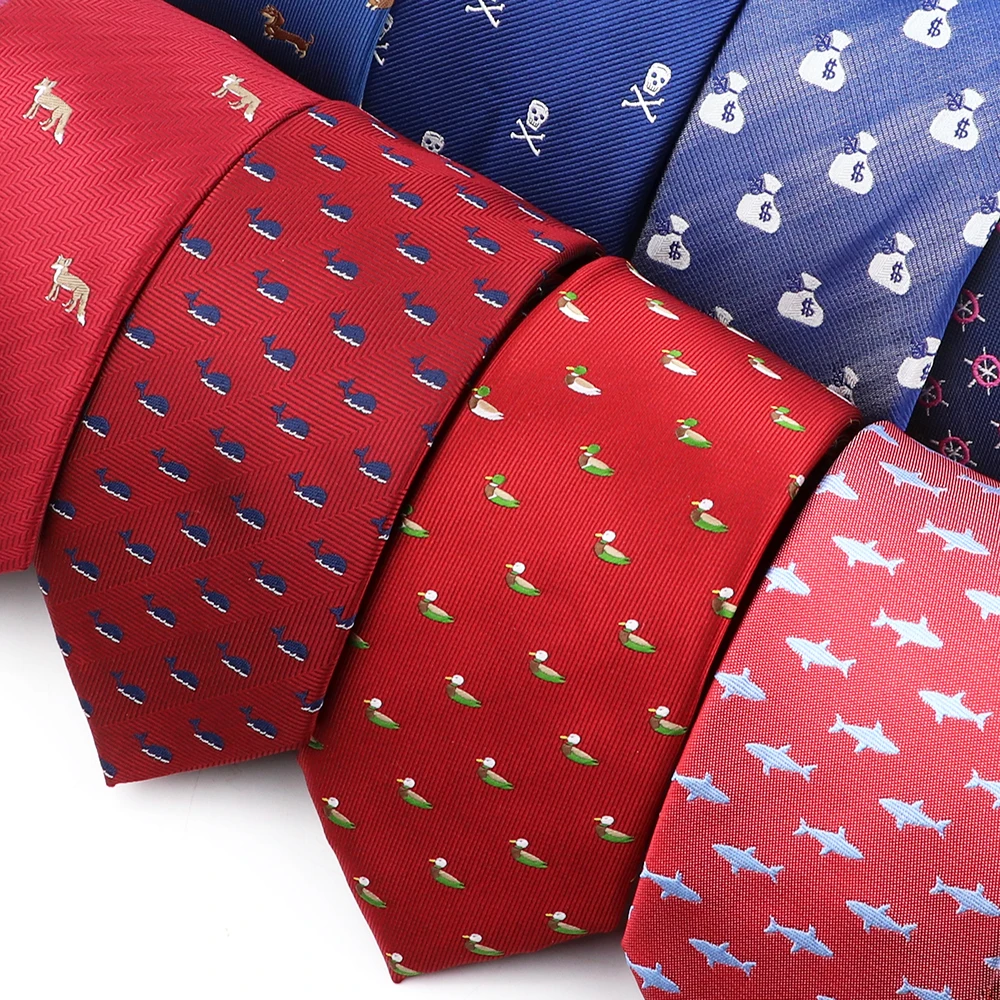 Lovely Polyester Necktie Blue Small Whale Pattern Tie For Men's Wedding Party Daily Wear Shirt Suit Decoration Accessories Gifts