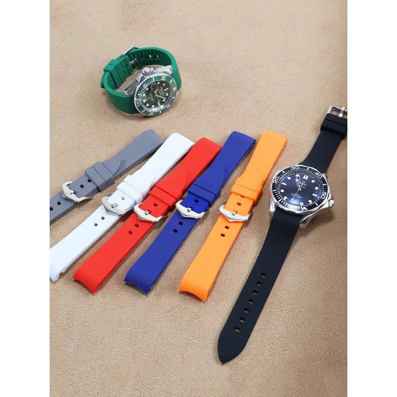 YOPO Arc Mouth Soft Rubber Watchband Universal Interface Pin Buckle Accessories Silicone Watch Belt18 19 21 22 23 24mm