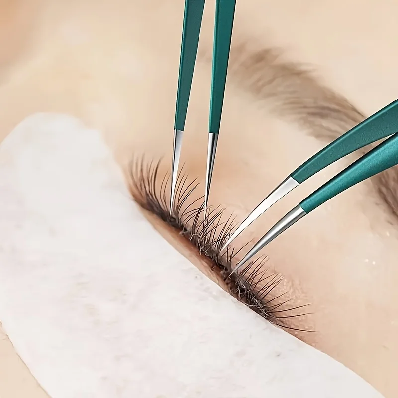 1/3pcs High Precision Eyelash Extension Tool Set,Grafting Tweezers, Golden Feather Clip and Dolphin Clip for Eyelash Extension