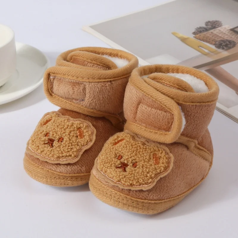 

Infant Toddler Baby First Walkers Winter Thick Warm Newborn Shoes For Girls Boys Soft Fashion Bear Baby Boy Girl Shoes 0-9Month