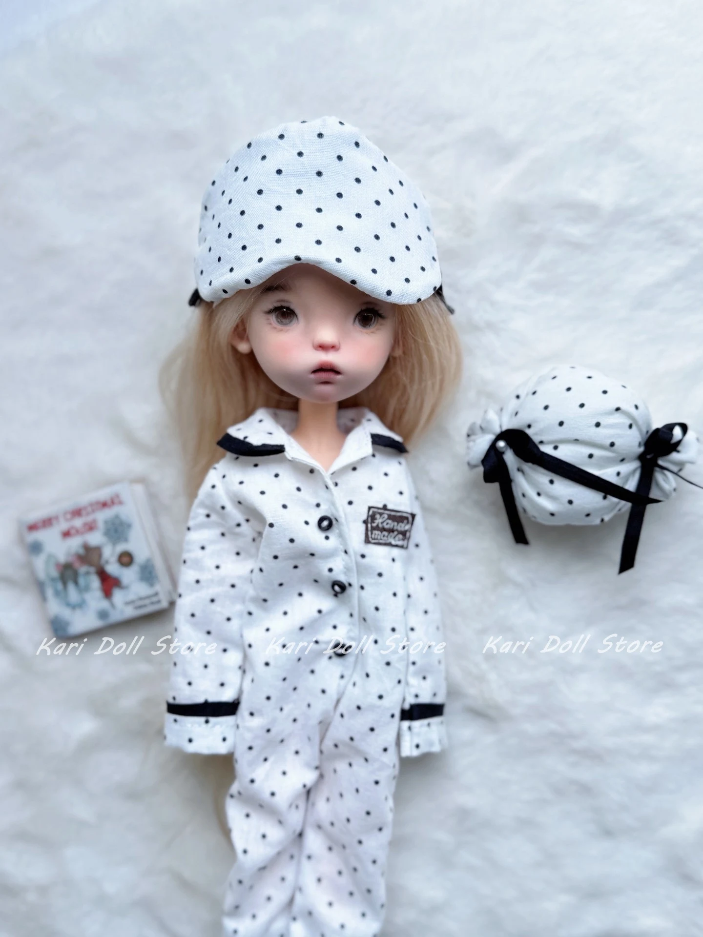 

Kari Doll Clothes and skirts 2025 Polka dot cotton one-piece pajama set on a white background for Landazz Landoudou Doll