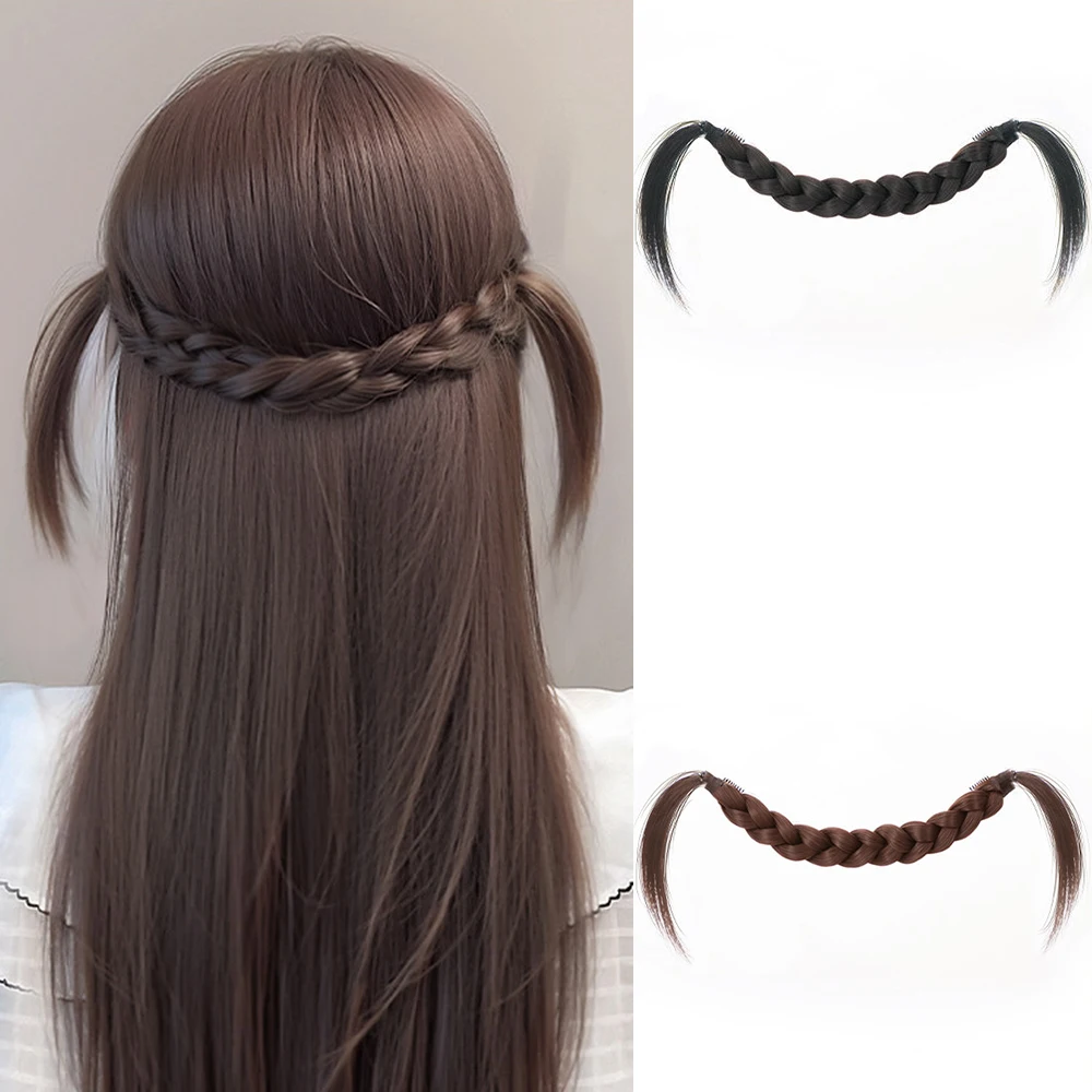 Niedlicher Hasenohren-Haargummi mit Zopf, synthetisches Haar, BB-Clip, Pony, Haar-Accessoires mit Ahoge für Damen, Cosplay, Alltag