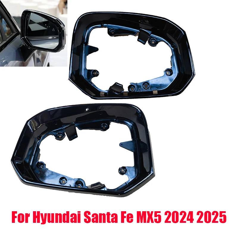

For Hyundai Santa Fe MX5 2024 2025 Black replacement installation of rain eyebrow frame for car rearview mirror