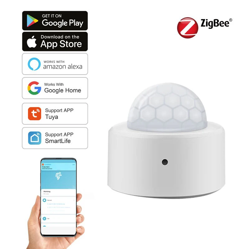 

Zigbee Smart PIR Motion Sensor Human Body Infrared Detector Security Alarm Sensor Smart Life Works With Google Home Assistant