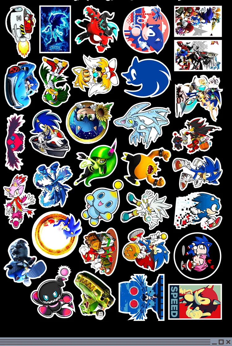 50sheet Anime Sonic Advance Stickers Graffiti Skateboard Laptop Guitar Phone Car Helmet Cool Anime Sticker Toy Christmas gift