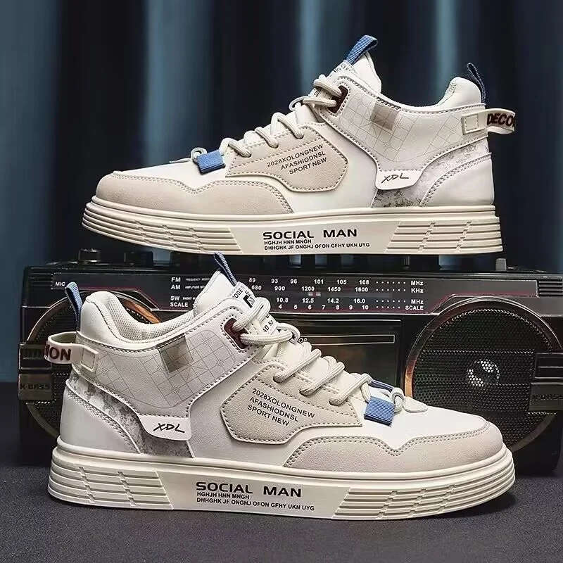 Men's Shoes New Fashion Sports Comfortable Breathable Casual Outdoor Leather Sneakers Trending Lace-Up Casual Shoes