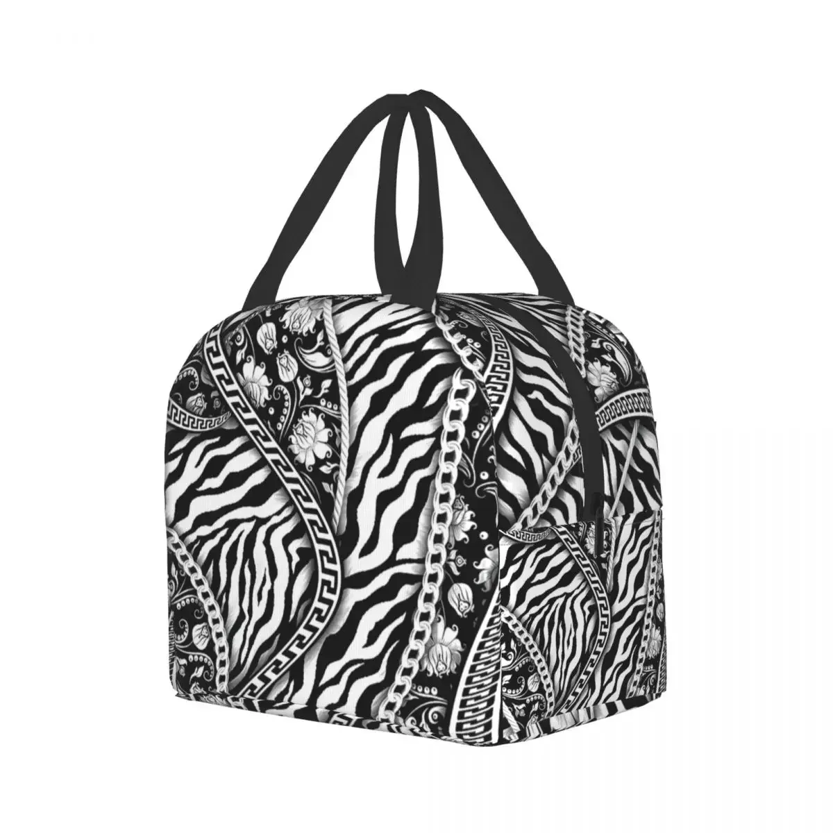 Luxury Tiger Zebra Skin Print Thermal Insulated Lunch Bag Animal Texture Portable Lunch Container for Women Kids School Food Box