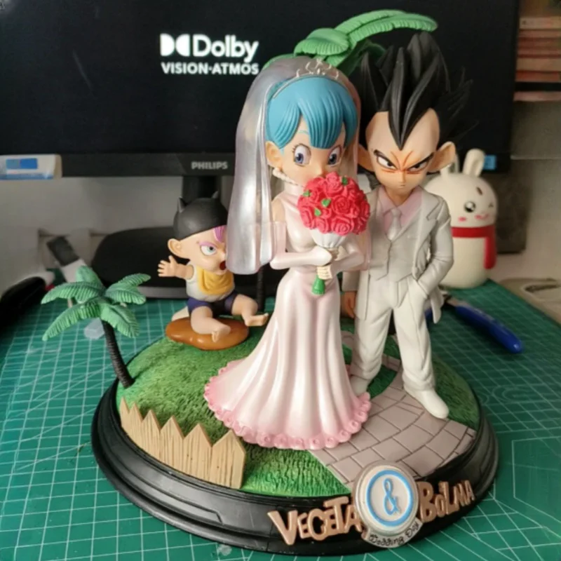 2024 New Anime Dragon Ball Z Vegeta And Bulma Wedding Day Romantic Human Shape Pvc Figurine Model Toys Christmas Birthday Gift