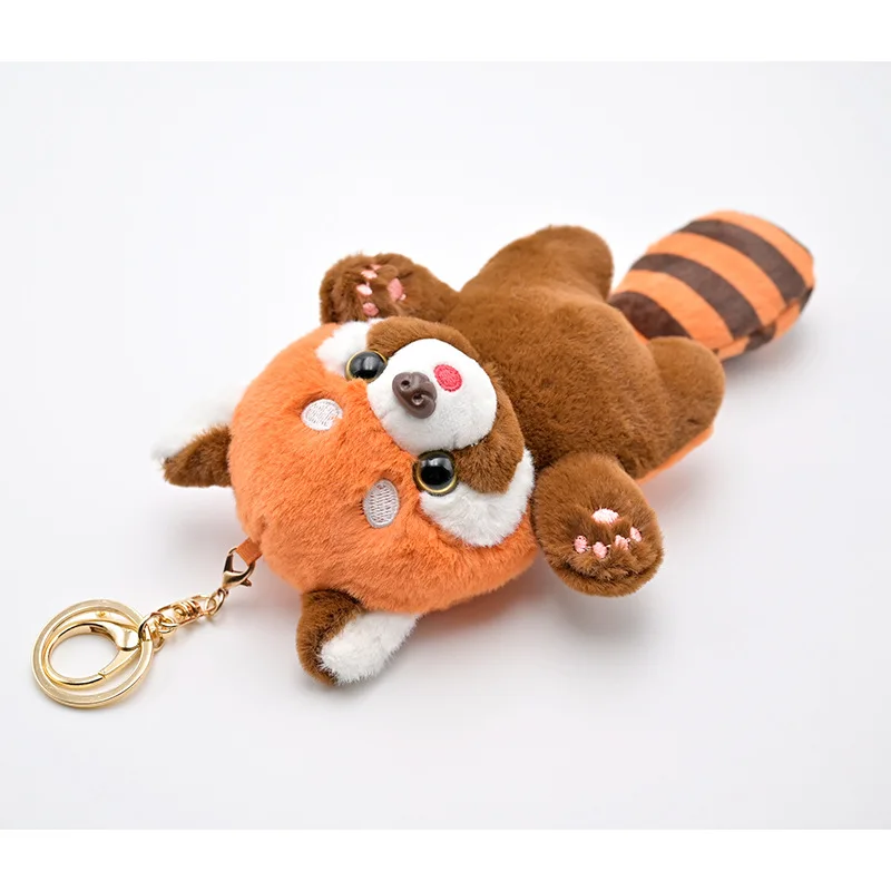 Cute cartoon red panda plush toy pendant little raccoon doll keychain doll playground doll