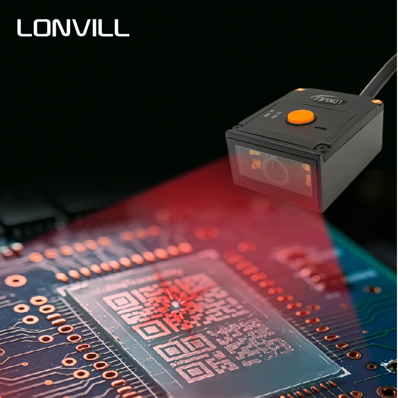 LONVILL Industrial Fixed QR Code Reader High-Precision Fixed Mount DPM Barcode Scanner for Low Contrast Laser Marked PCB