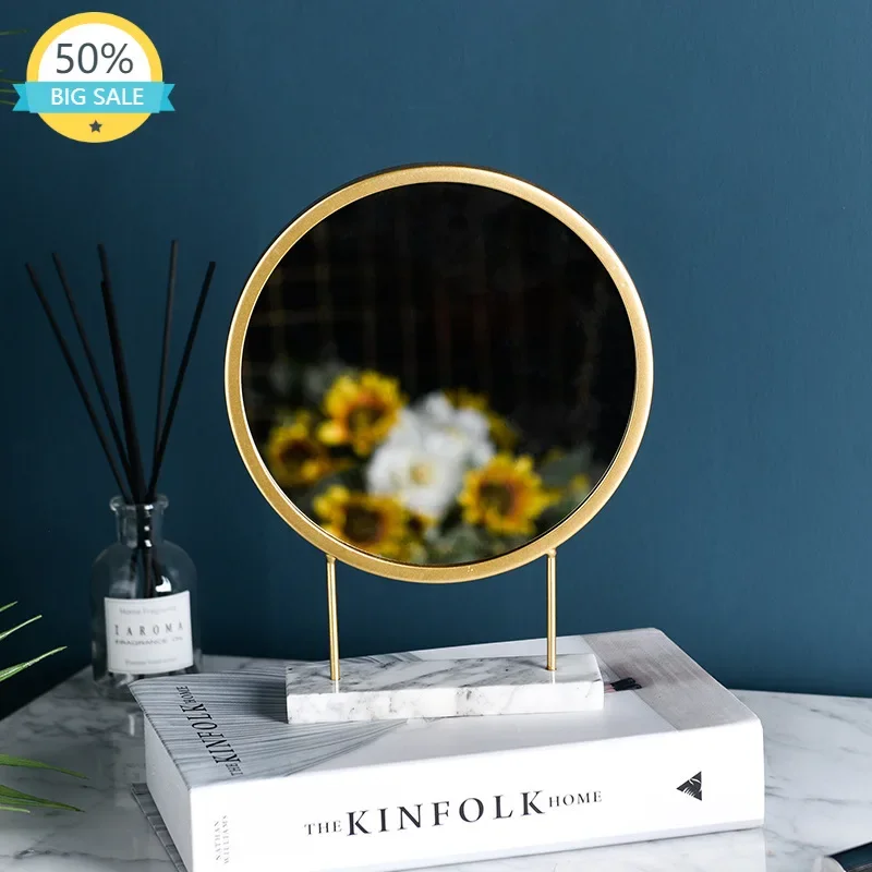 

Bedroom Nordic Mirror Quality Luxury Design Round Makeup Mirror Standing Furniture Home Desk Lustra House Design Accessories