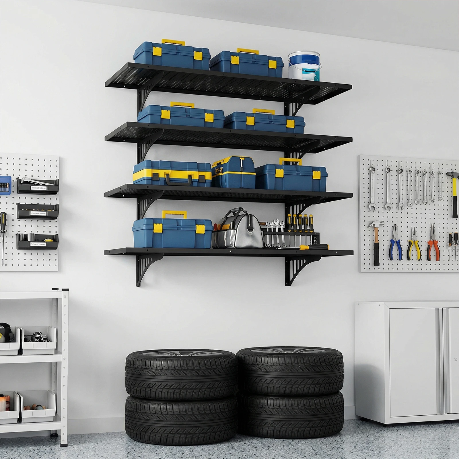 4-Pack Garage Storage Rack Floating Shelves 48.03x18.11x8.66inch 1000 Lbs Load Capacity for Tool Room Space-Saving