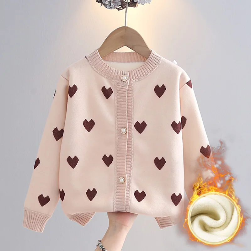 Mädchenpulloverjacke, neuer Herbst- und Winterstil, verdickt und modisch, Strickpullover für Mädchen, Kinderoberteil