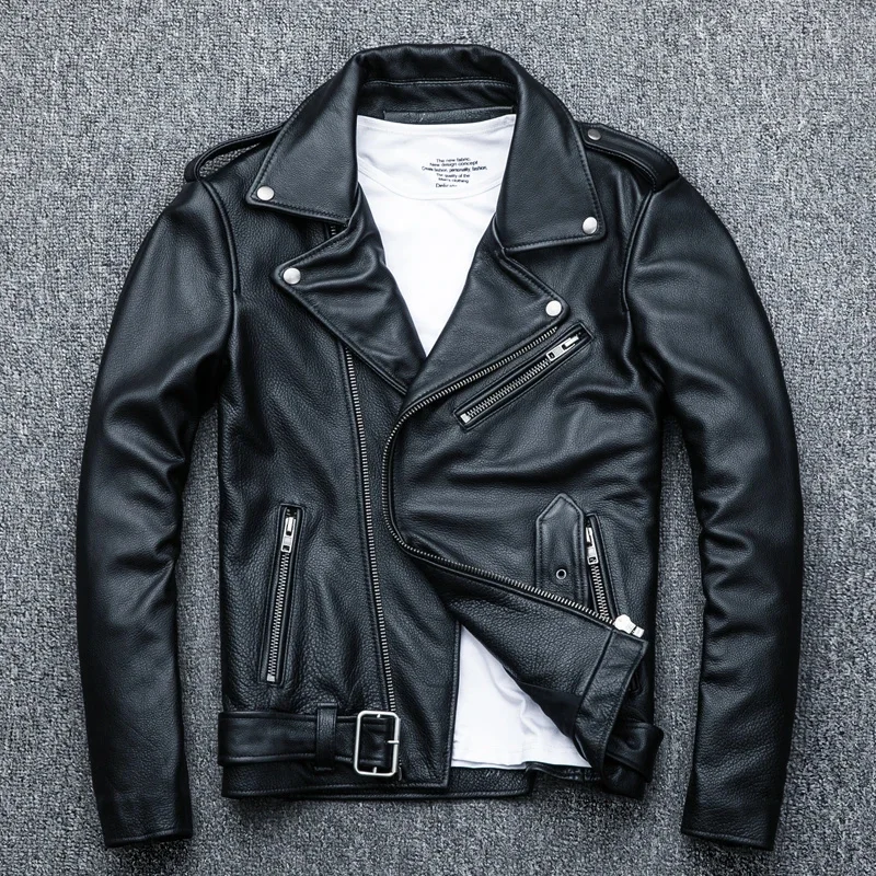 Shop,Popular!Brand new genuine leather jacket.mens biker cowhide coat.slim plus size clothing.quality.cheap