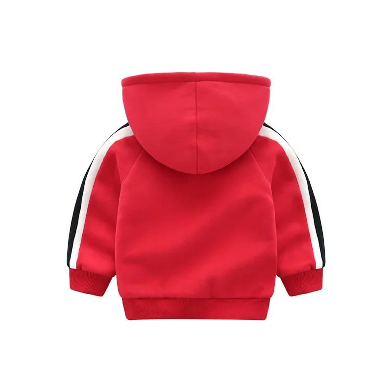 Autumn Kids Coat Outdoor Casual Plus Fleece Thickened Hooded Boys Girls Tops Fashion Windproof Warm Coat Children's Clothing