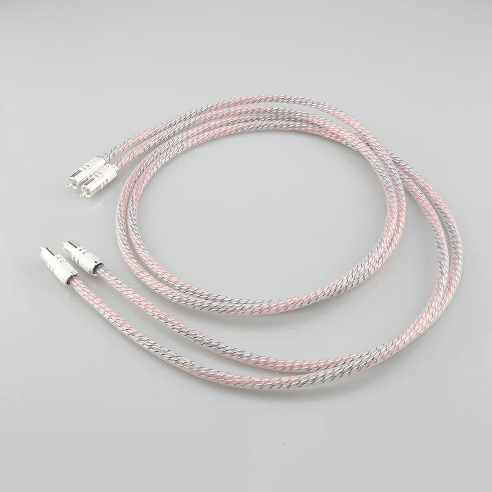 Paar Valhalla Serie 7N Verzilverde HIFI Stereo RCA Kabel Hi-Fi Audio 2rca naar 2rca Interconnet Kabel