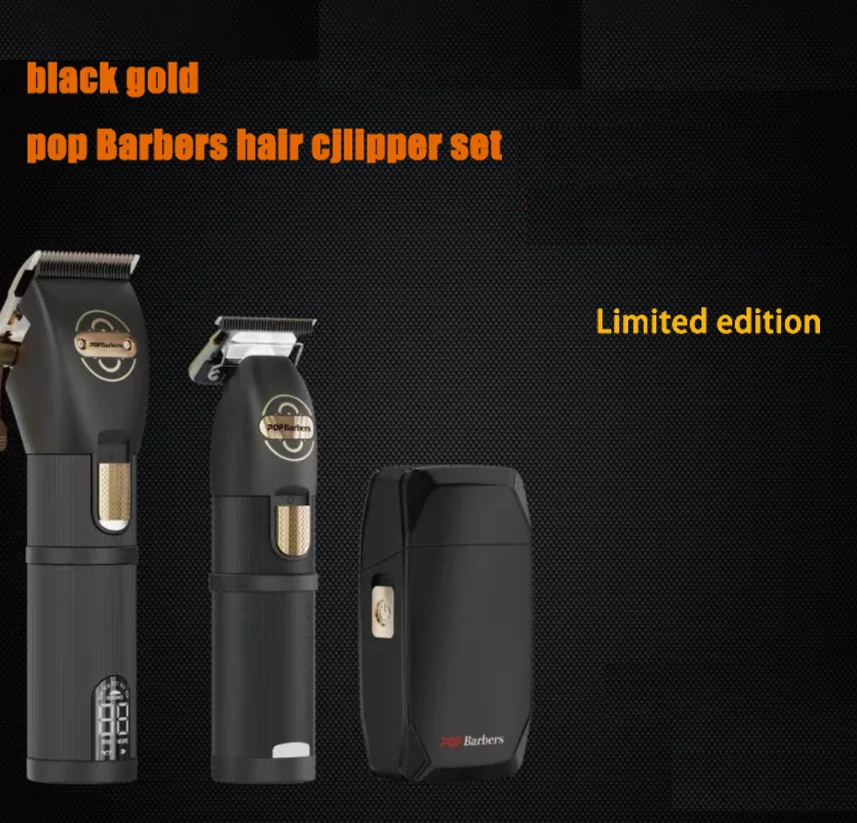 Pop Barbers Hair Trimmer Clippers Black Gold Set Professional Electric Shaver Barber Machine Barbershop Hair Cutting Machine