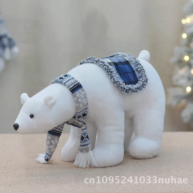 

Baiyang Blue Fabric Polar Bear Penguin Doll Holiday Set Christmas Decorative Ornaments Supplies Creative Toy Gift