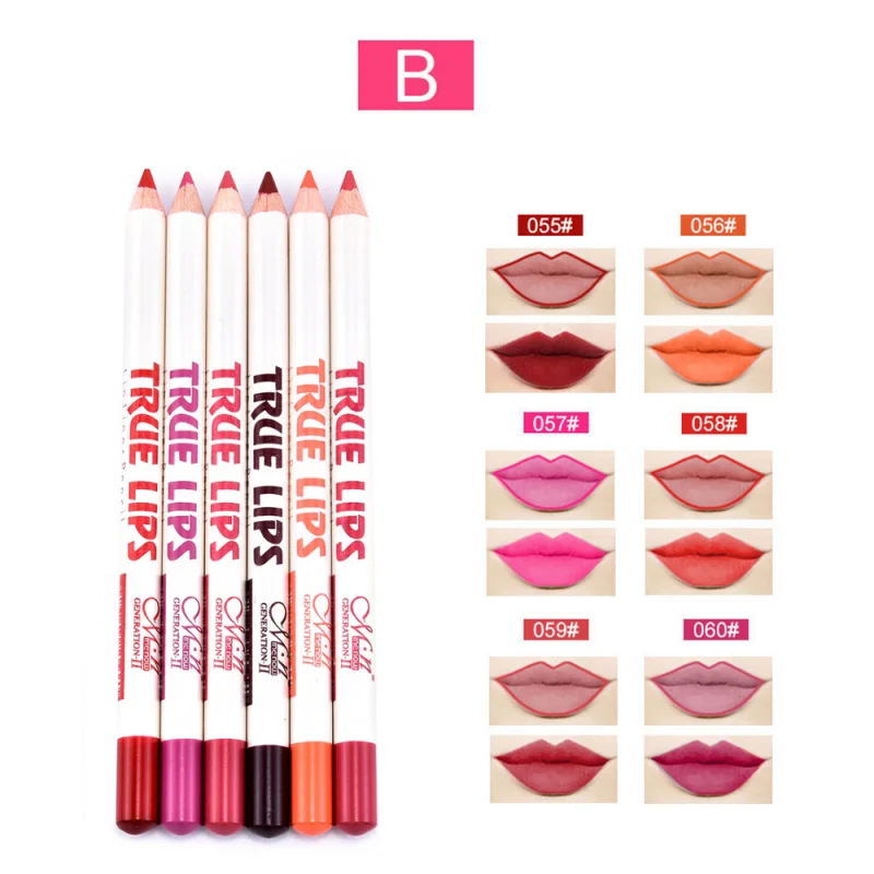 6Pcs/set Lipliner Pencil Matte Lipstick Waterproof Eyeshadow Long Lasting Women Blush Comestic Lip Liner Soft Pencil Makeup Tool