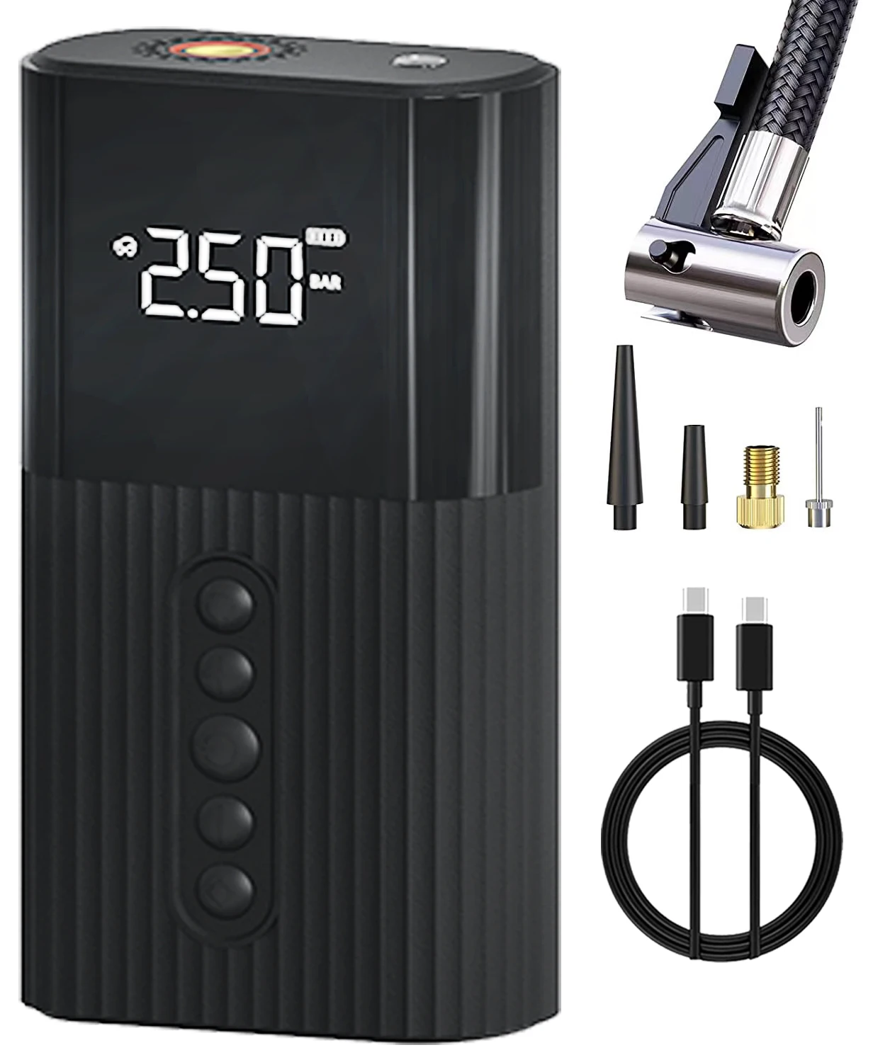 

Portable 6000mAh Wireless Rechargeable Bicycle Pump with Presta Valve Durable Plastic Fast 30-Second Inflation Deflation