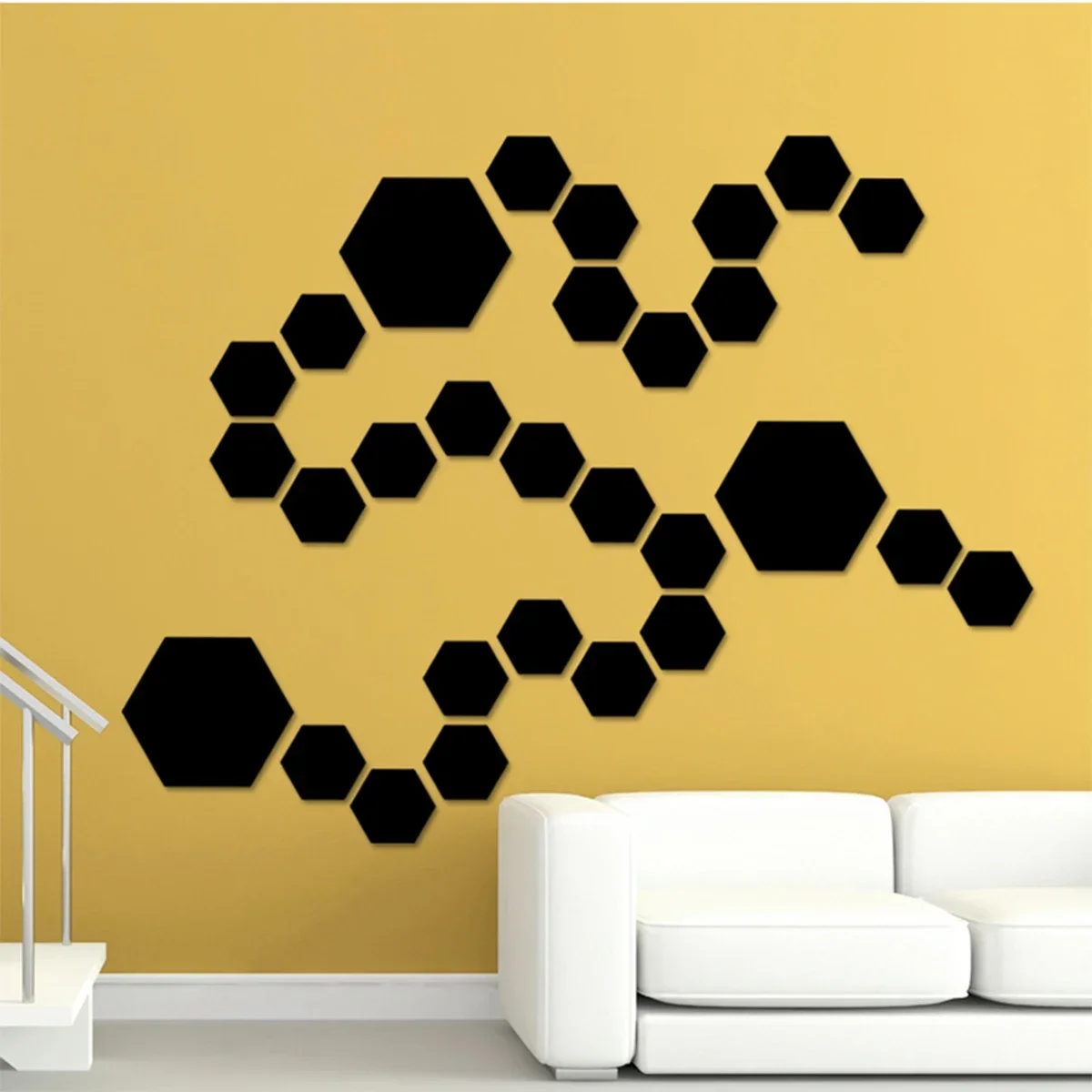 12Pcs 3D Acrylic Mirror Wall Sticker Home Decor Hexagon Decorations DIY Removable Living-Room Decal Art Ornaments For Home