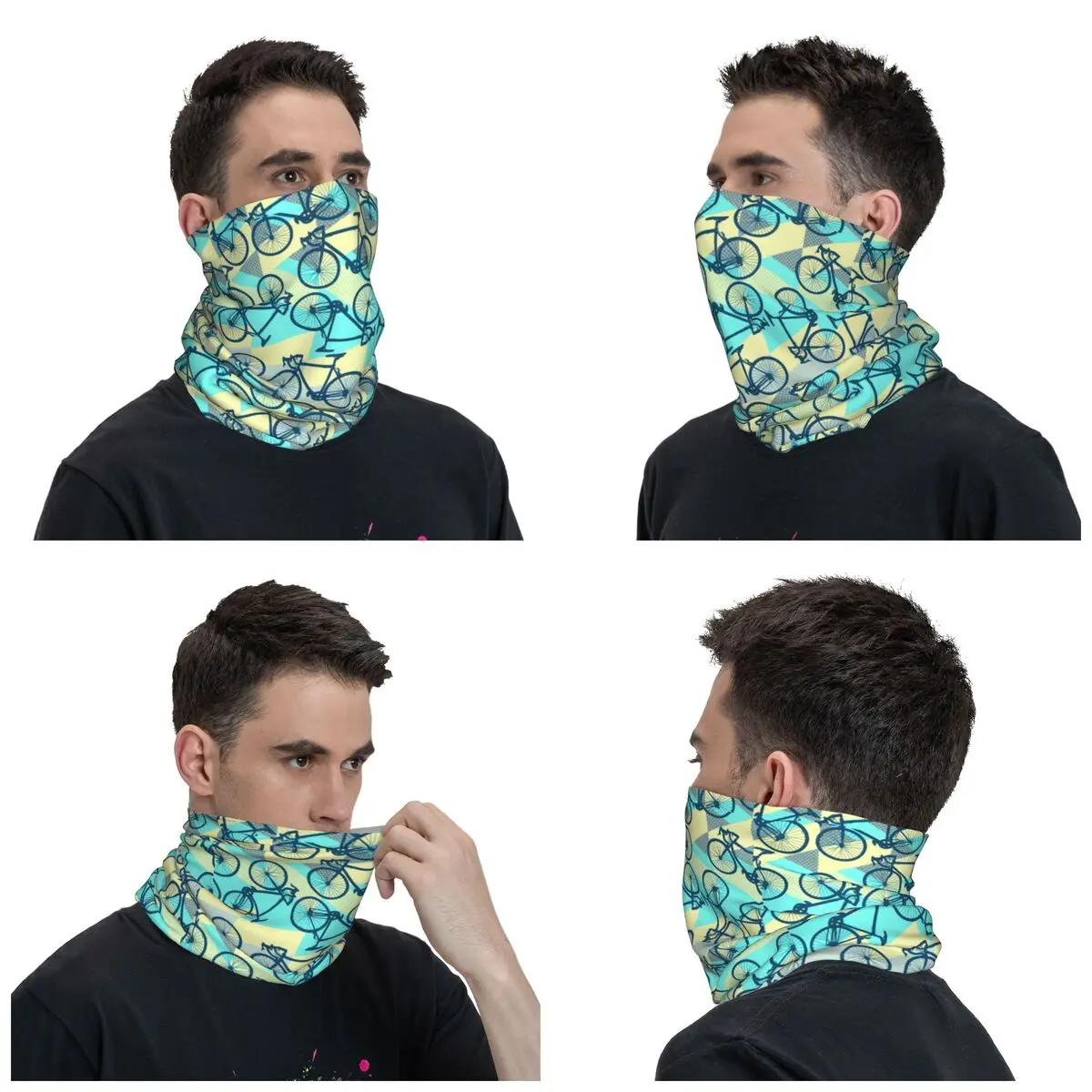 Bike Pattern Colorful Art Bandana Winter Neck Warmer  Windproof Wrap Face Scarf Bicycle Cyclist Bicycling Biking Gaiter Headband