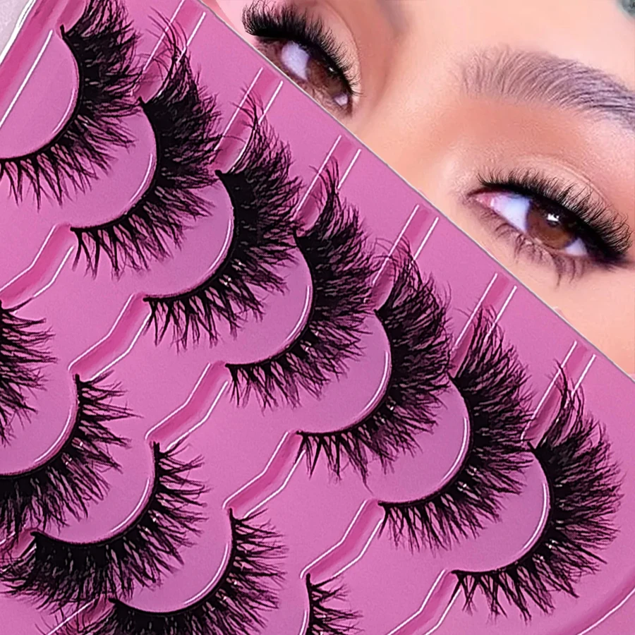 8D ふわふわマンゴーアイつけまつげ 7 組、使いやすく、完全に延長され、自然に目を引く外観に適しています。