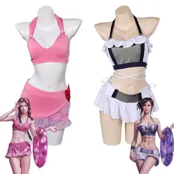 Final Fantasy 7 Tifa Lockhart Aerith Cosplay Swimsuit Costume for Adult Women Girls Swimwear Bikinis Set Halloween Carnival Suit