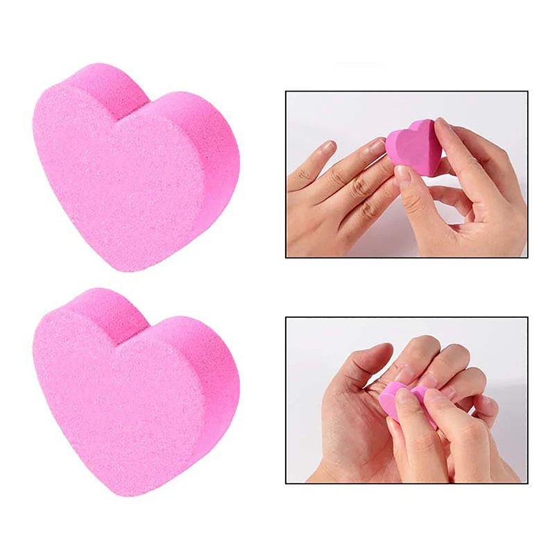 20/50Pcs Heart Shape Sponge Nail File Double Side Buffer Buffing Sanding Nail Pedicure Tool Gel Polish Manicure Nail Accessories