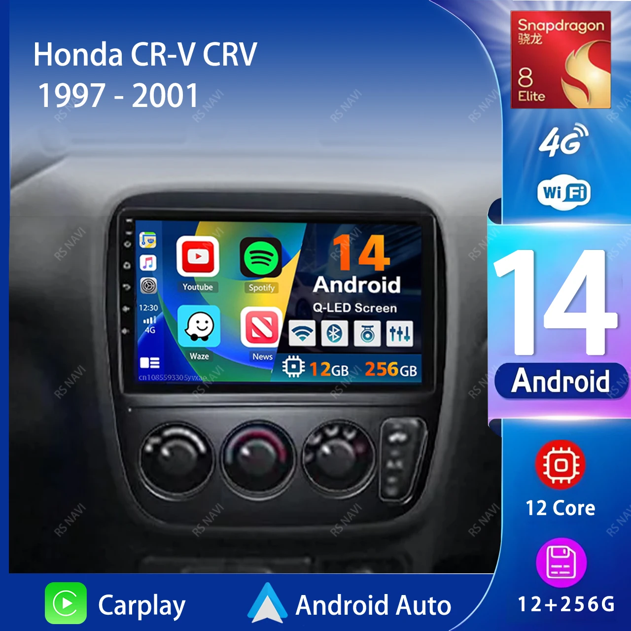 

Android 14 Carplay Auto 2K экран автомобильный радиоприемник мультимедийный плеер для Honda CR-V CRV 1997-2001 авторадио GPS стерео 2din головное устройство