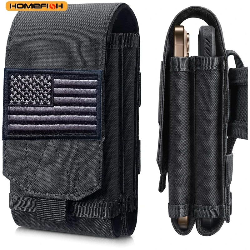 Double Molle Laser Cell Phone Pouch Tactical Belt EDC Pouch Holder Waist Accessories Bag Outdoor Camping Mobile Phone Pack Bag