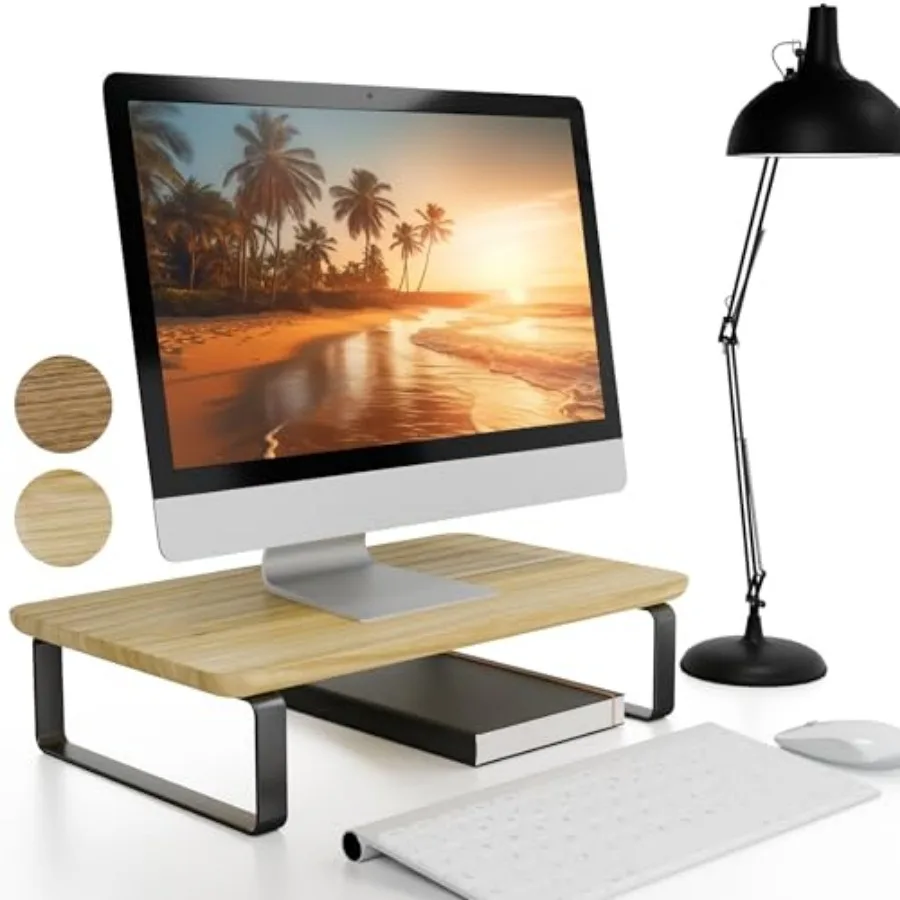 

Beautul Wooden Monitor Stand for Desk - Sturdy Stand Rises Your Monitor to the Perfect Ergonomic Level - Sleek and Functiol Com
