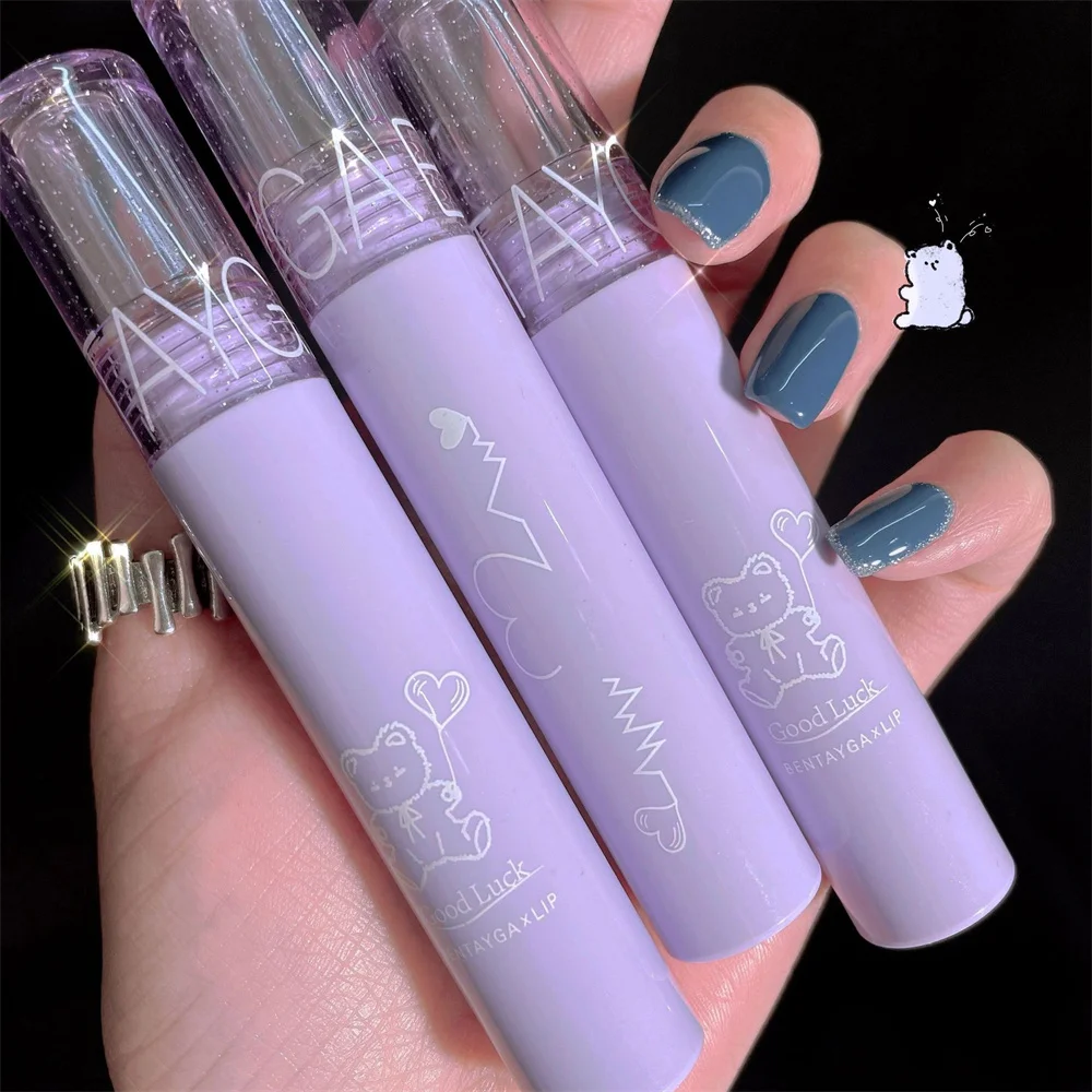 Cute Bear Lip Gloss, Long Lasting Lama Cosméticos, Soft Mist Red Tint, Velvet Matte, Maquiagem Feminina, 1 a 4Pcs