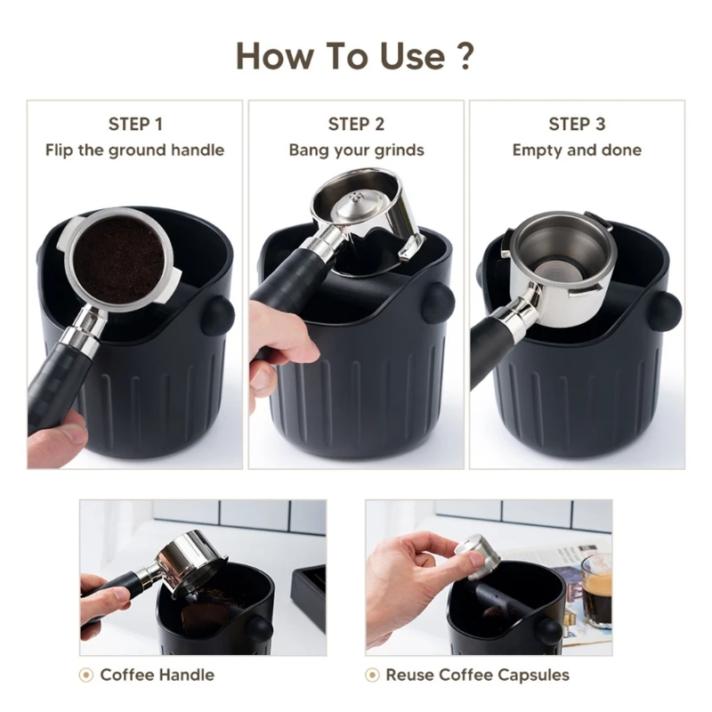 

AntiSlip Coffee Glound Коллекционные аксессуары долговечная коробка для ABS с резиновой базой для кофейни Espressos Bar Coffee
