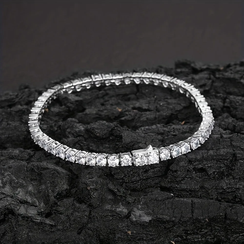 Bracelets de Tennis en Moissanite véritable, 2-6.5mm, pour femmes et hommes, en argent Sterling 925, plaqué or blanc, bijoux de mariage scintillants