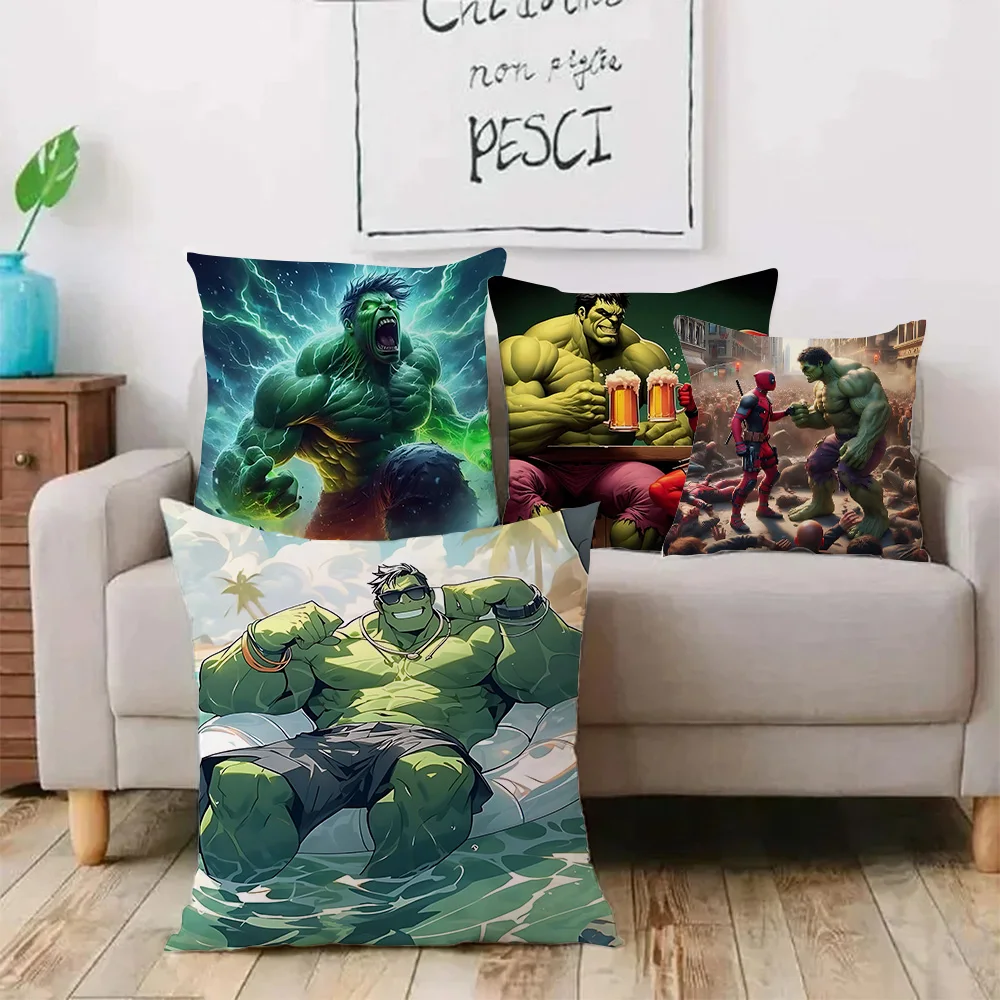 The Incredible Hulk 2 Pillow Covers Cartoon Sofa Decorative Home Double-sided Printing Short Plush Cute Cushion Cover