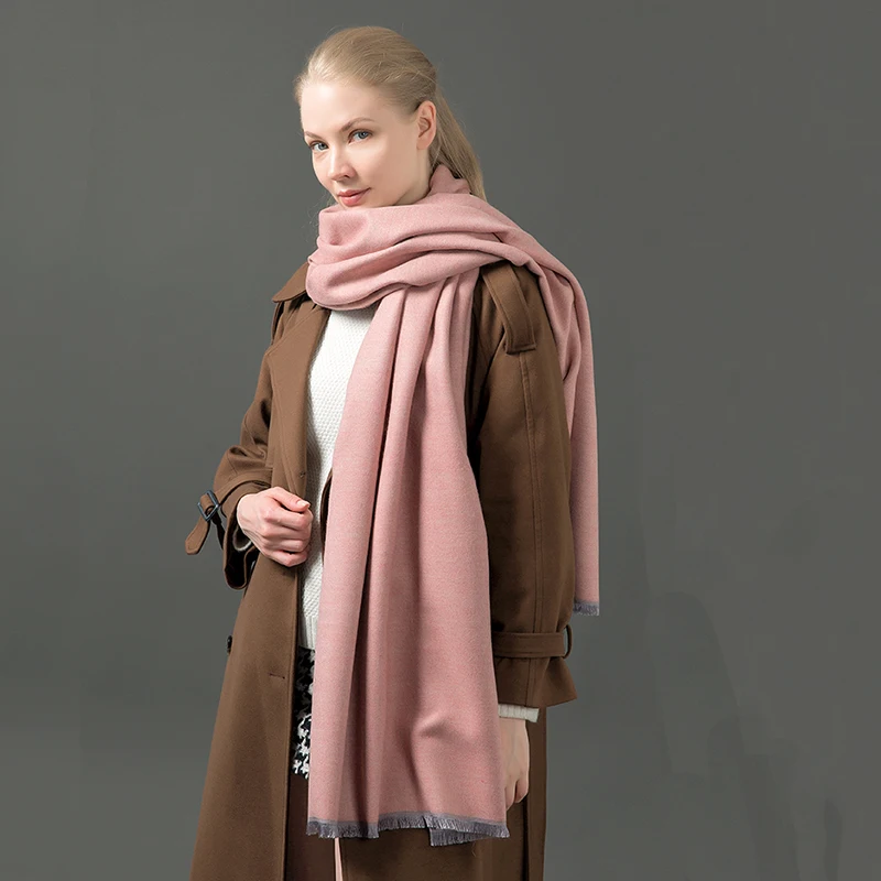 

Fashionable winter women's double-sided solid color imitation cashmere scarf shawl