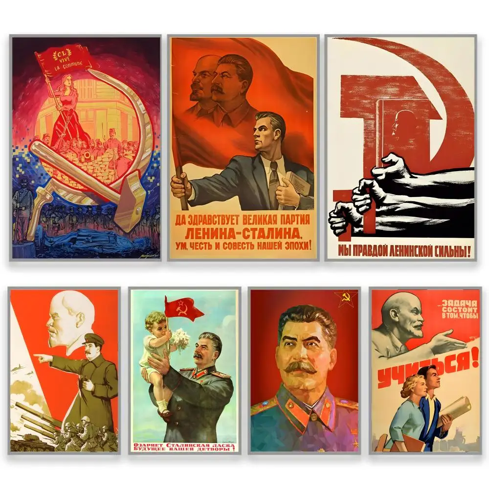 Porträt von Stalin, Kommunistische Partei der Sowjetunion, rahmenloses Wandkunstwerk, Instant Space Refresh, wasserfestes Kunstdruck-Poster