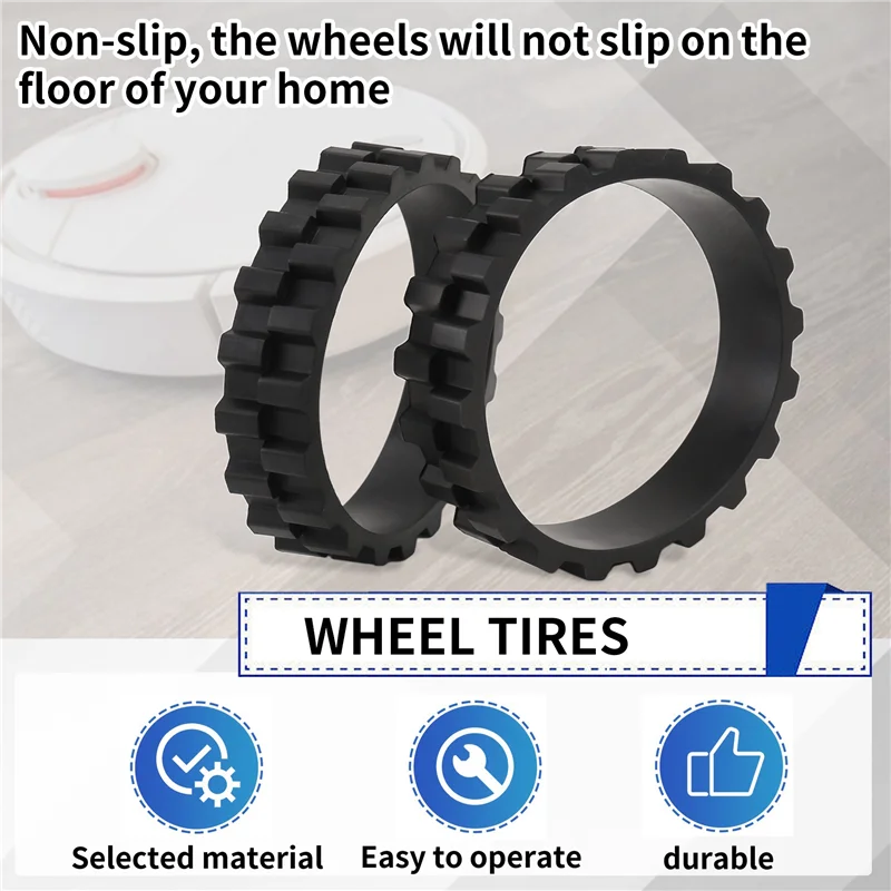 【استيقاظ】قطعتان من قطع غيار المطاط لإطارات العجلات لسلسلة Xiaomi Mijia 1C/2C/3C S5/T6/T7 عجلات المكنسة الكهربائية الروبوتية A