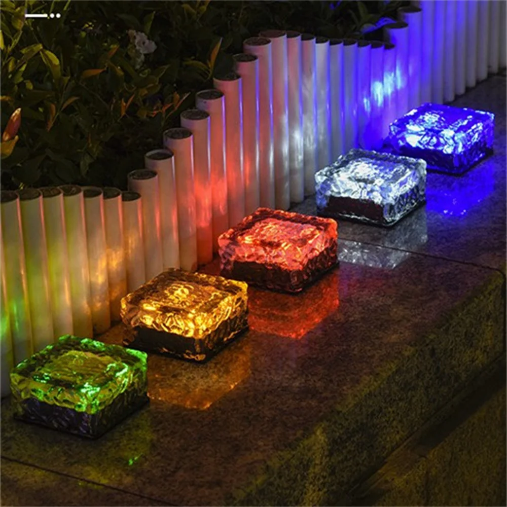 

Solar Brick Lights LED Ice Cube Brick Lights Outdoor Waterproof Landscape Lighting Buried Lamp for Patio Walkway Garden Decor