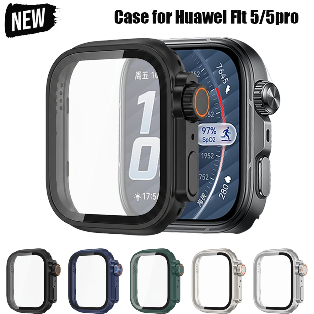 Change To Ultra Case for Huawei Watch Fit 5 5Pro Tempered Glass Cases Screen Protector for Huawei Fit5 5 Pro Upgrade to Ultra