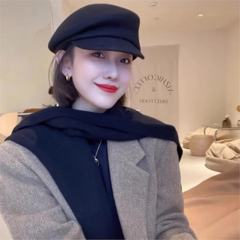 Autumn and winter wool octagonal hats berets feminine newsboy woolen knight