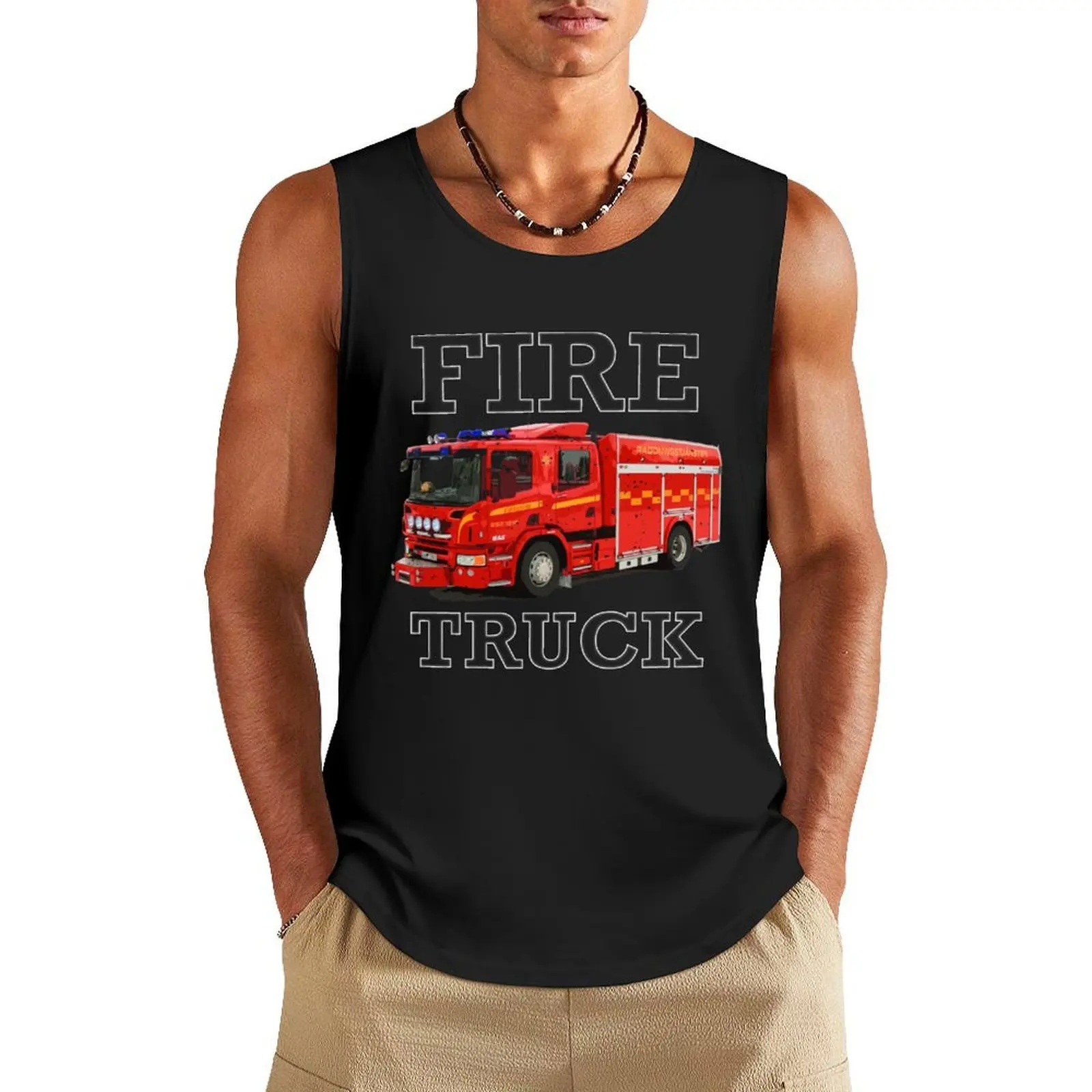 

Fire Truck Foz Ball Tank Top Gym T-shirts for men gym clothes man fitness Men's clothes