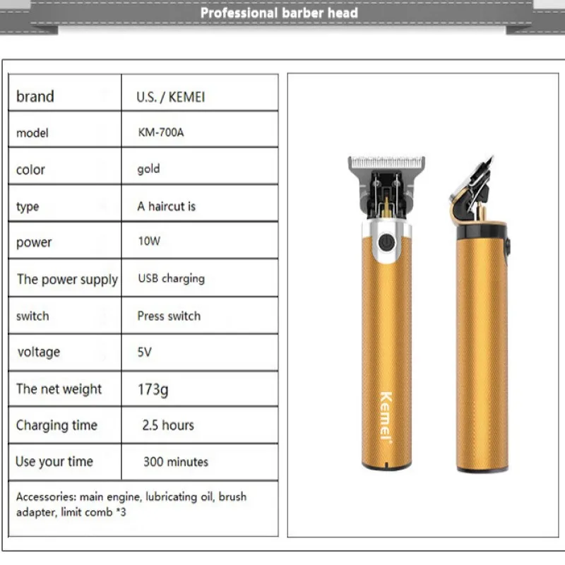 Tondeuse à cheveux T9 Rechargeable sans fil pour hommes, rasoir Vintage pour barbier