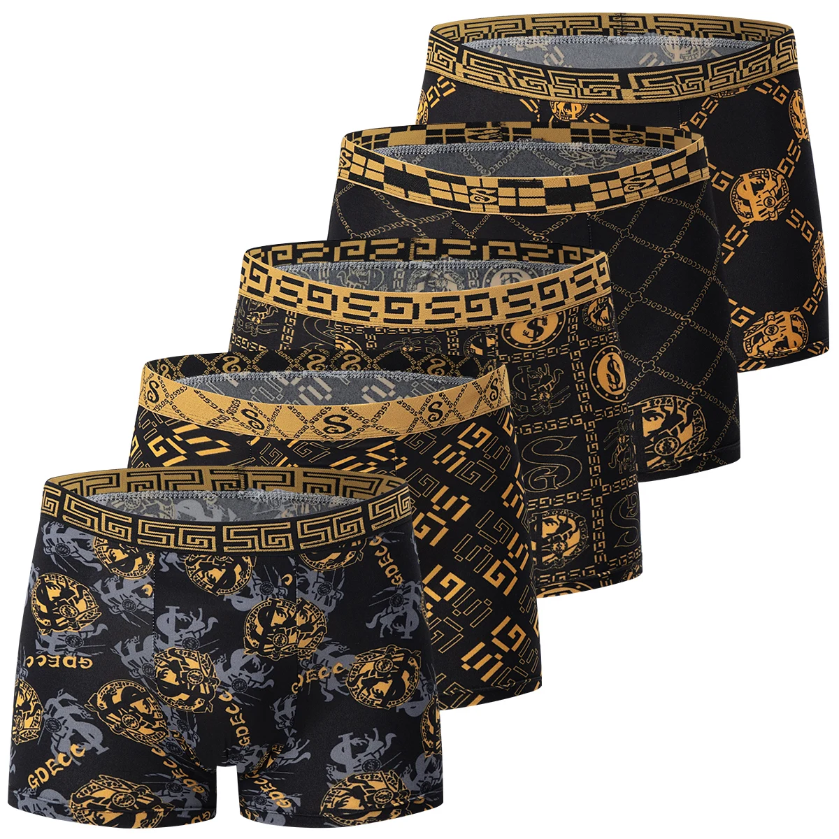 10 Men\'s Boxer Underwear Black Gold Random Soft And Comfortable Skin-friendly Joker Four Seasons Selling Adolescent Shorts