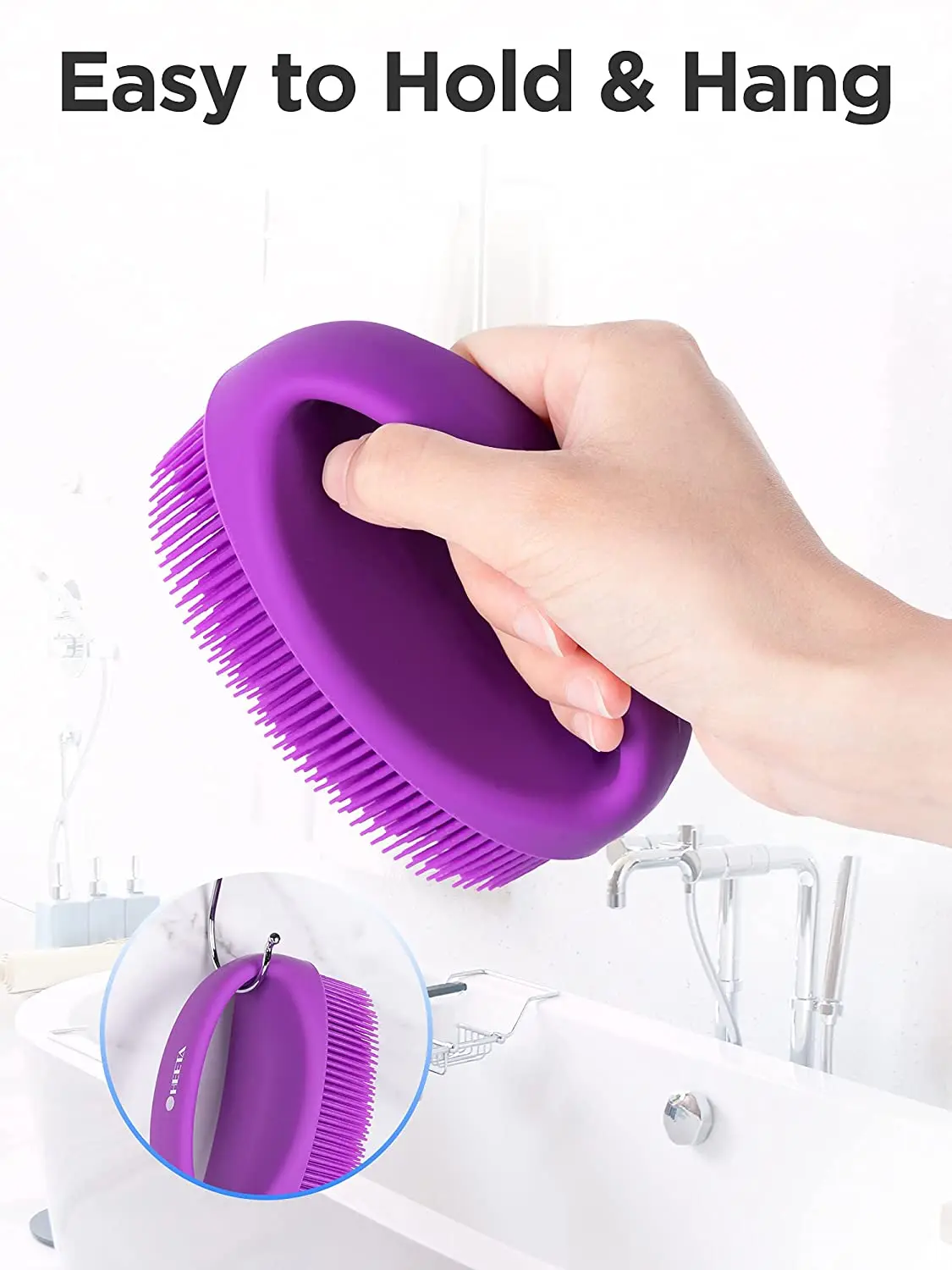 Hand-Held Body Shower Brush Soft Silicone Body Scrubber for Brushing Gentle Exfoliating Bath Cleansing Bath Brush 1Pack