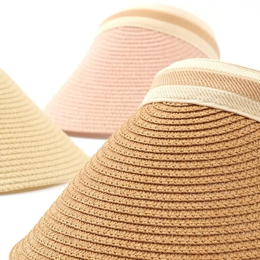 أقنعة كاجوال محمولة واسعة الحافة ، قبعة شاطئ من القش ، قبعة شمس خارجية